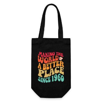 1960 Geburtstag Vintage Hippie Groovy - Geschenkbeutel für Flaschen - Schwarz - Vorne