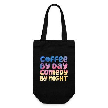 Kaffee bei Tag Komödie bei Nacht Komiker - Geschenkbeutel für Flaschen - Schwarz - Vorne