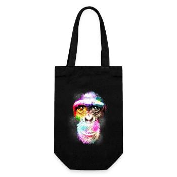 Colorful Retro Realistic Monkey Face Funny Graphic - Gift Bag for Bottles - black - Front