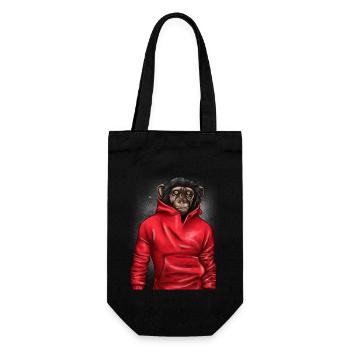 Monkey Wearing A Red Hoodie Animal Lover Graphic - Gift Bag for Bottles - black - Front