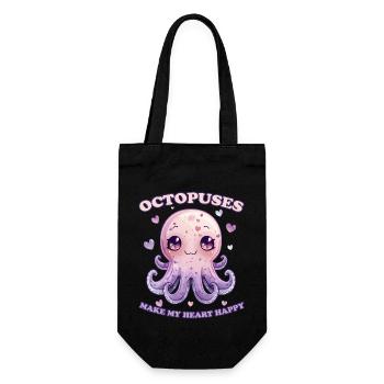 Lustiges Kraken Kopffüßer Tintenfisch Geschenk - Geschenkbeutel für Flaschen - Schwarz - Vorne