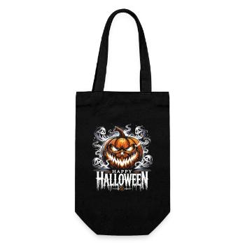 Gruseliger brennender Kürbis - Happy Halloween - Geschenkbeutel für Flaschen - Schwarz - Vorne