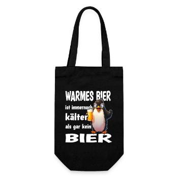 Warmes Bier Ist Immernoch Kälter Als Gar Kein Bier - Geschenkbeutel für Flaschen - Schwarz - Vorne