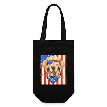 American Flag Golden Retriever GR Dog Retrievers - Gift Bag for Bottles - black - Front