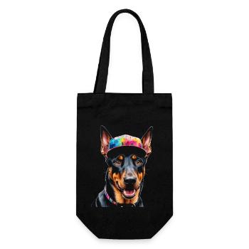 Doberman Snapback Cap Chien Drôle Design Imprimer - Sac à bouteille - noir - Devant