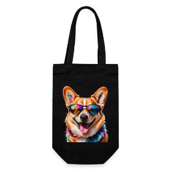 Corgi Sonnenbrille Hund Bunt Lustig Design Print - Geschenkbeutel für Flaschen - Schwarz - Vorne