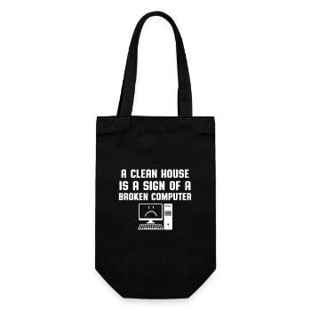 Sauberes Haus Kaputter Computer Informatiker Humor - Geschenkbeutel für Flaschen - Schwarz - Vorne