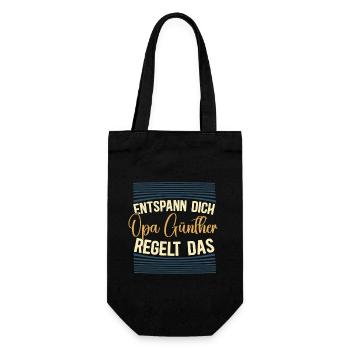 Entspann dich Opa Günther regelt das - Geschenkbeutel für Flaschen - Schwarz - Vorne