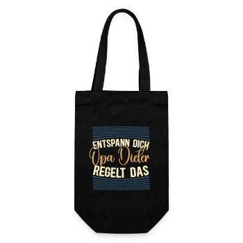 Entspann dich Opa Dieter regelt das - Geschenkbeutel für Flaschen - Schwarz - Vorne