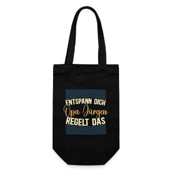 Entspann dich Opa Jürgen regelt das - Geschenkbeutel für Flaschen - Schwarz - Vorne
