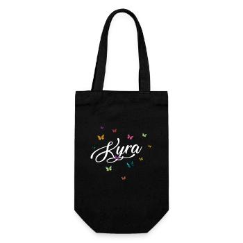 KYRA - Nom de fille avec des papillons colorés - Sac à bouteille - noir - Devant