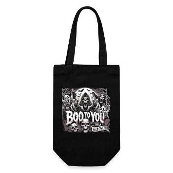 Gruseliger Geist mit "Boo to You" für Halloween - Geschenkbeutel für Flaschen - Schwarz - Vorne