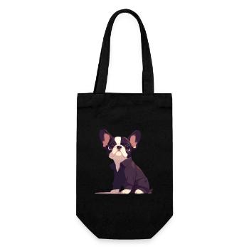 Niedliche Bulldogge Mops Hund - Geschenkbeutel für Flaschen - Schwarz - Vorne