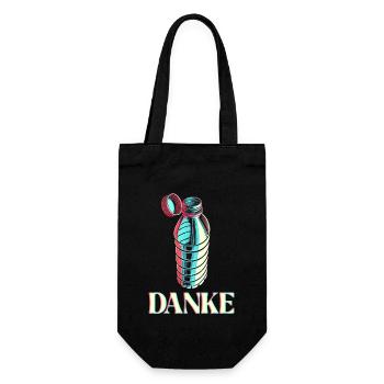 Flasche mit festen Deckel Danke - Geschenkbeutel für Flaschen - Schwarz - Vorne