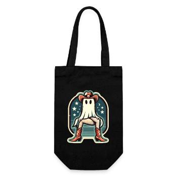 Funny Cow Girl Ghost Cowboy Boots Hat - Gift Bag for Bottles - black - Front