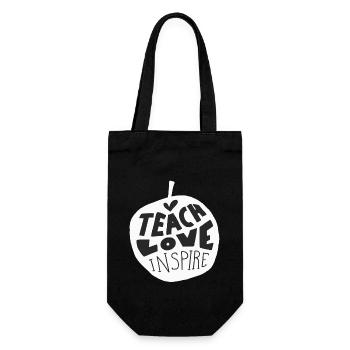 Teach, love and inspire, back to school design - Gift Bag for Bottles - black - Front