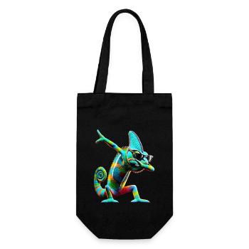 Dabbing Chamäleon Tier Tierliebhaber Cool Dab - Geschenkbeutel für Flaschen - Schwarz - Vorne