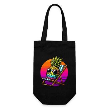 Holiday Pineapple Deck Chair Sunset Funny - Gift Bag for Bottles - black - Front