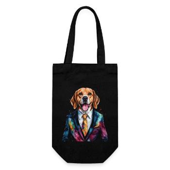 Beagle Suit Dog Colorful Funny Animal Design Print - Gift Bag for Bottles - black - Front
