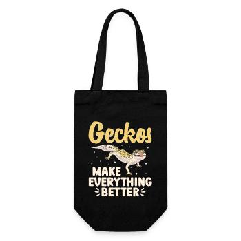 Leopardgecko Reptil Haustier Gecko - Geschenkbeutel für Flaschen - Schwarz - Vorne