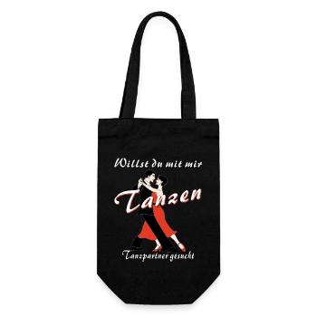 Willst du mit mir Tanzen Tanzpartner - Geschenkbeutel für Flaschen - Schwarz - Vorne