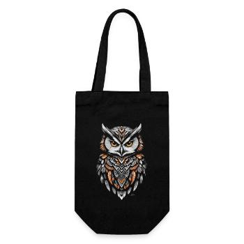 Orange Geometric Owl - Gift Bag for Bottles - black - Front