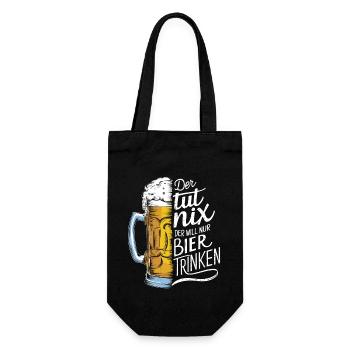 He doesn't do anything, he just wants to drink beer - Gift Bag for Bottles - black - Front