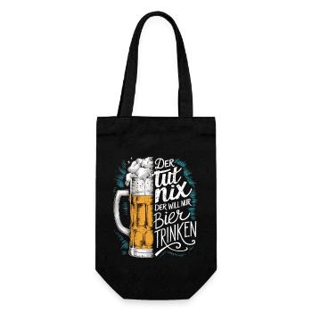 He doesn't do anything, he just wants to drink beer - Gift Bag for Bottles - black - Front