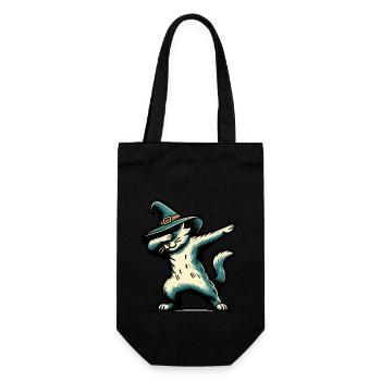 Dabbende Hexen Katze Dabbing Haustier Gruseliges - Geschenkbeutel für Flaschen - Schwarz - Vorne