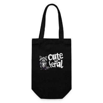 Cute but feral Kaffee Trinker Waschbär Cartoon - Geschenkbeutel für Flaschen - Schwarz - Vorne