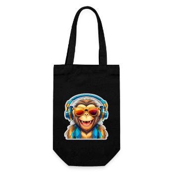 Cool monkey with headphones and sunglasses - Gift Bag for Bottles - black - Front