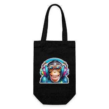 Cool monkey with headphones and sunglasses - Gift Bag for Bottles - black - Front