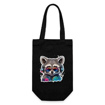 Raccoon With Headphones Graffiti Art - Gift Bag for Bottles - black - Front