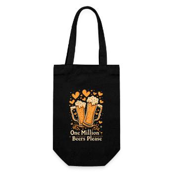 Eine Million Biere bitte - Bier Liebhaber Meme - Geschenkbeutel für Flaschen - Schwarz - Vorne