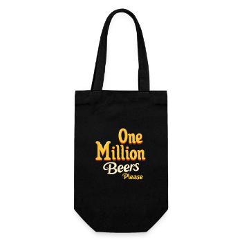 Eine Million Biere bitte - Lustiges Herren Design - Geschenkbeutel für Flaschen - Schwarz - Vorne