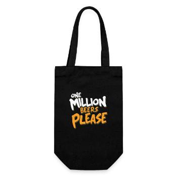 Eine Million Biere bitte - Witziges Party Design - Geschenkbeutel für Flaschen - Schwarz - Vorne