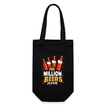 Eine Million Biere bitte - Lustiger Männer Spruch - Geschenkbeutel für Flaschen - Schwarz - Vorne