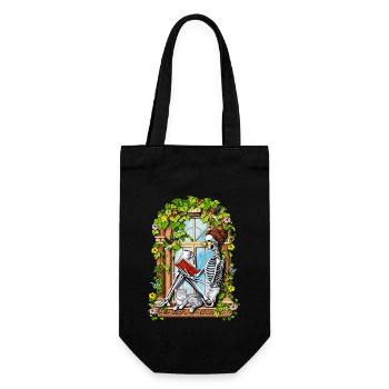 Skelett Hippie Pflanzen - Geschenkbeutel für Flaschen - Schwarz - Vorne