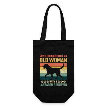 Unterschätzen Sie niemals eine alte Frau mit einem Labrador R - Geschenkbeutel für Flaschen - Schwarz - Vorne