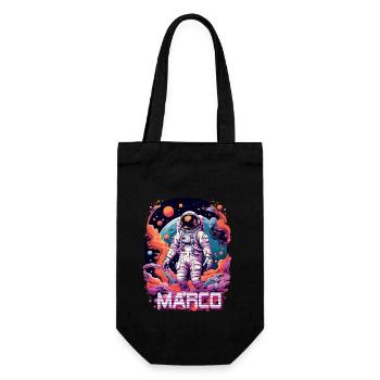 MARCO - Beau prénom de garçon avec astronaute cool - Sac à bouteille - noir - Devant