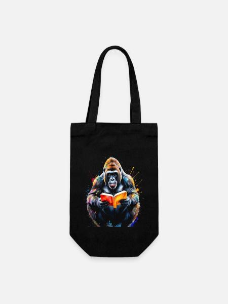 Gorille lecture livre singe coloré Animal Design Print - Sac à bouteille - noir