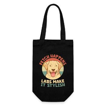 Fetch Happens Labs machen es stilvoll Labrador Retrie - Geschenkbeutel für Flaschen - Schwarz - Vorne