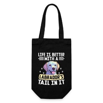 Das Leben Ist Besser Mit Dem Schwanz Eines Labradors Darin Labrad - Geschenkbeutel für Flaschen - Schwarz - Vorne