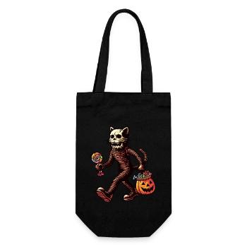 Chat zombie mort-vivant Halloween - Sac à bouteille - noir - Devant