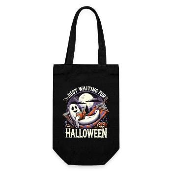 Waiting for Halloween with book and ghost - Gift Bag for Bottles - black - Front