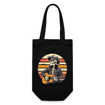 Halloween Skeleton Playing Guitar Rock And Roll - Geschenkbeutel für Flaschen - Schwarz - Vorne
