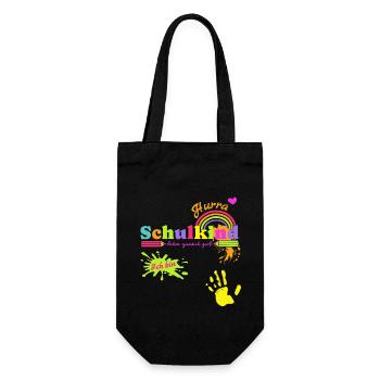 Schulanfang Einschulung Kinder Erster Schultag - Geschenkbeutel für Flaschen - Schwarz - Vorne