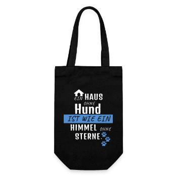 Hunde Hundeliebe Hundeliebhaber Spruch Himmel Herz - Geschenkbeutel für Flaschen - Schwarz - Vorne