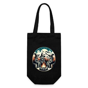Camping Campfire Vintage Witches Design - Gift Bag for Bottles - black - Front