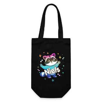 NIELS - Beau nom de garçon avec un raton laveur mignon - Sac à bouteille - noir - Devant